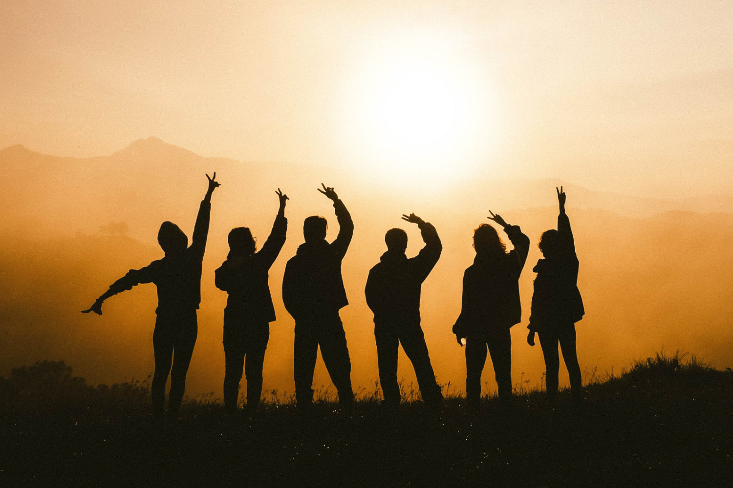 Schattenriss Menschen Sonneaufgang