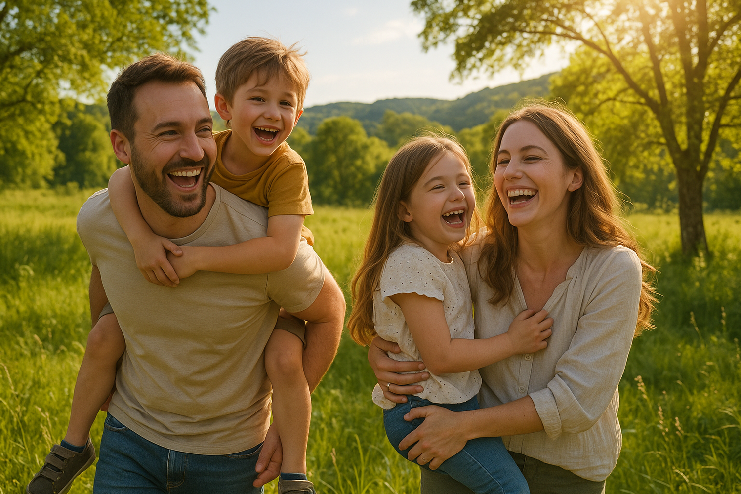 glückliche familie in der natur
